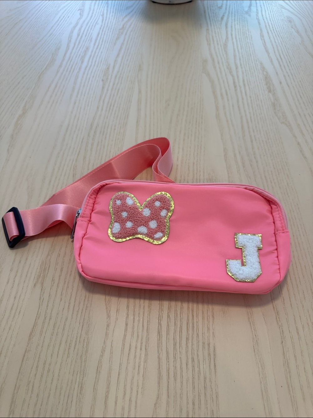 Pink Kids Crossbody Bag with Bow Patch Disneyland